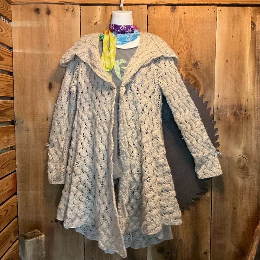 Free People Vintage Folkloric Peasant Hooded Cardigan